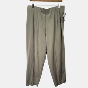 Briggs Womens Pants 18W Short Light Sage Comfort Waist Pleated Tapered Stretch